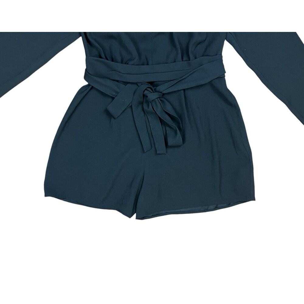 Allsaints Karine Playsuit Black Deep V-Neck Wrap-Over Belt Romper Size 6 - Picture 6 of 11